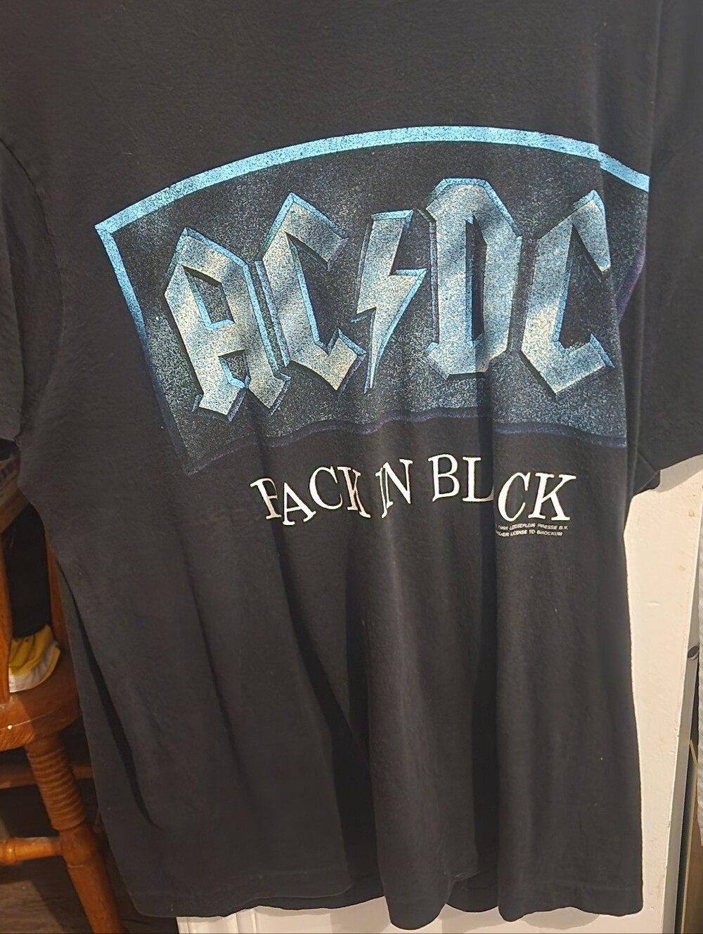 AC/DC Black Graphic Tee with Blue Logo - Men's Short Sleeve